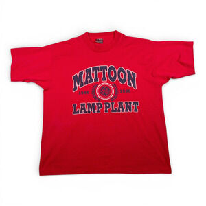 Vintage General Electric Shirt Adult MEDIUM Red Mattoon Lamp Plant GE USA 90s